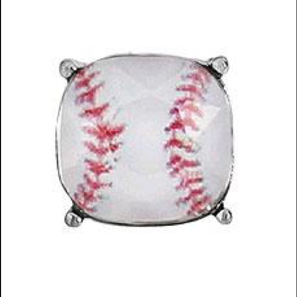 Baseball Cushion Cut Stud Silver Earrings NWT - Picture 2 of 9